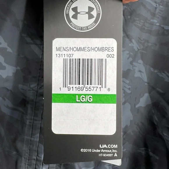 Under Armour Windbreaker Anorak Black Camouflage Sz Large - Picture 4 of 6